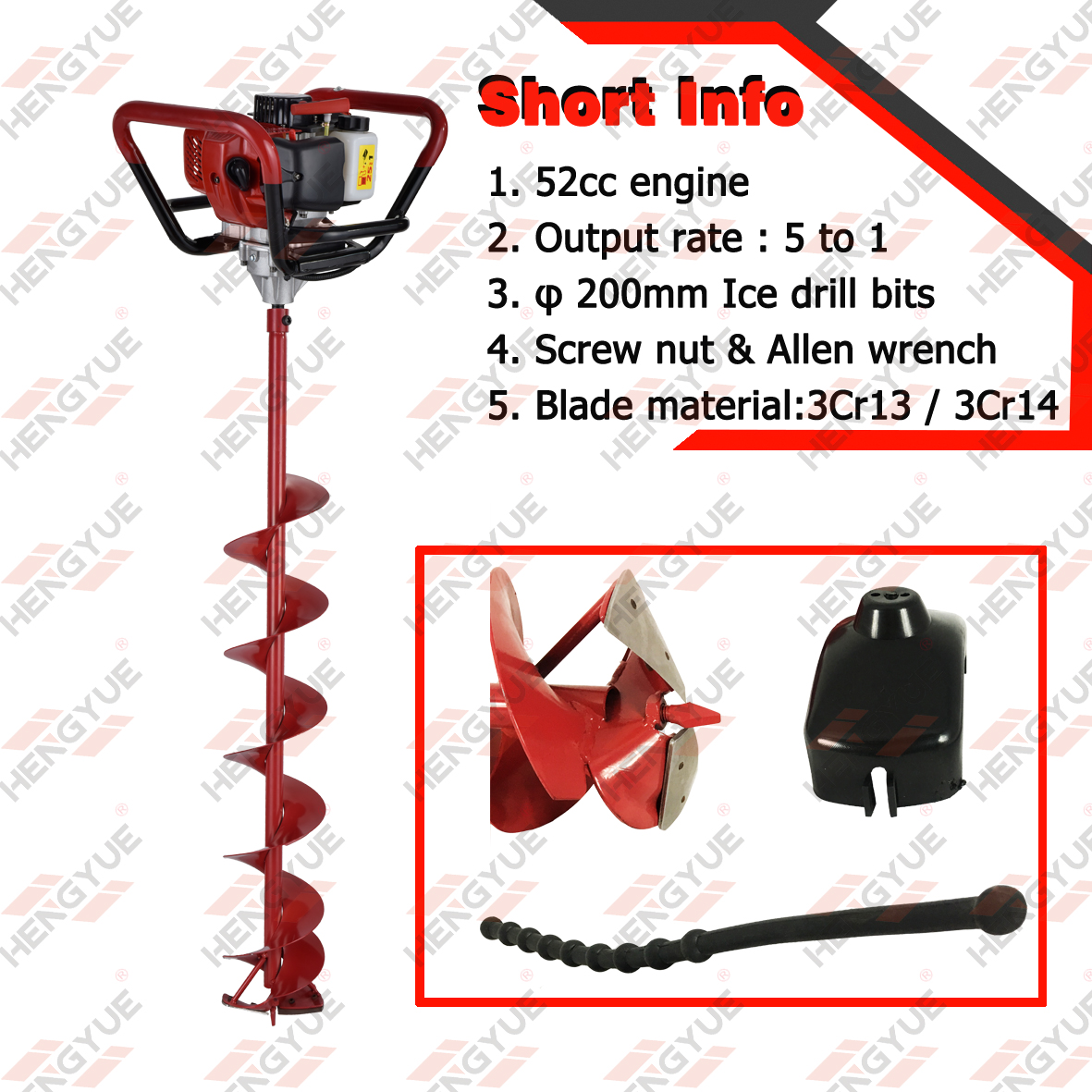 HY-ID550-2001 Profesional 2 Tak 63CC Gasoline Ice Auger