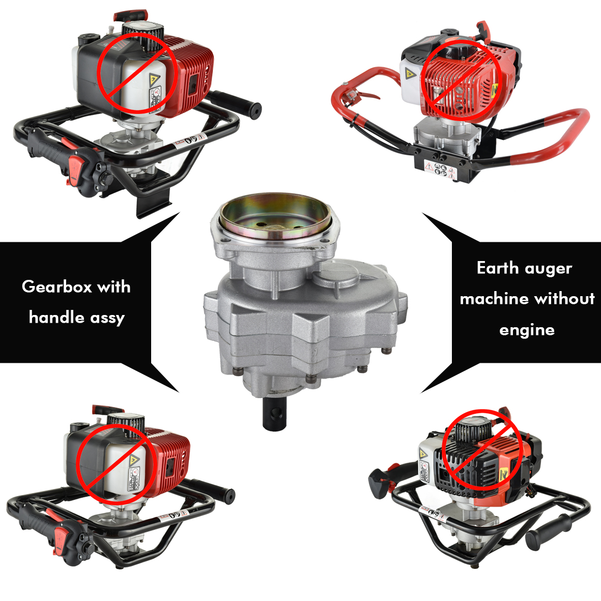 Gear Box untuk Mesin Bensin Kecil 4 Atau 2 Tak Power Earth Auger Machine dengan 2 Tahapan Roda Gigi